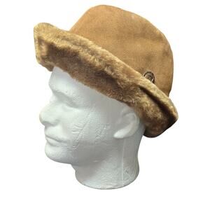 Stetson Suede & Faux Fur Leather Band Fedora Hat Cap